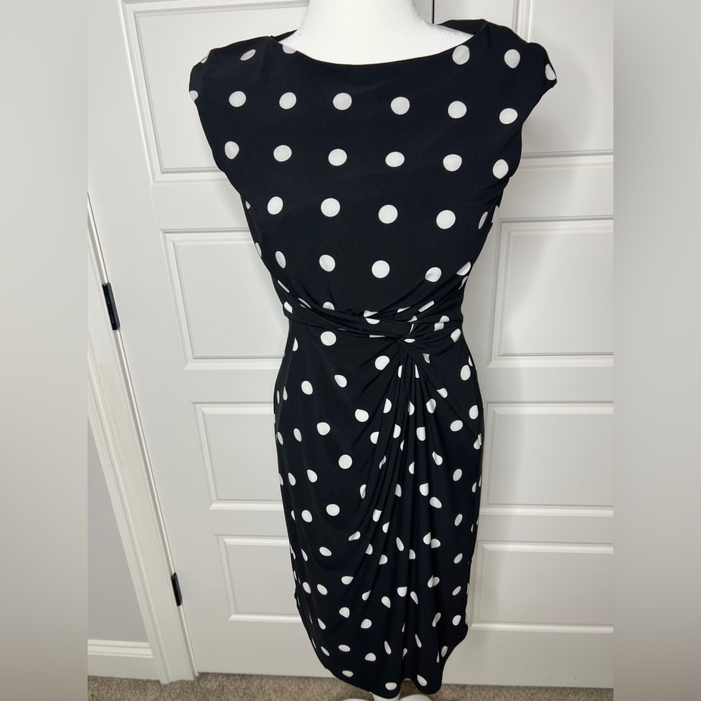 Ralph Lauren Black Midi Dress with White Dots